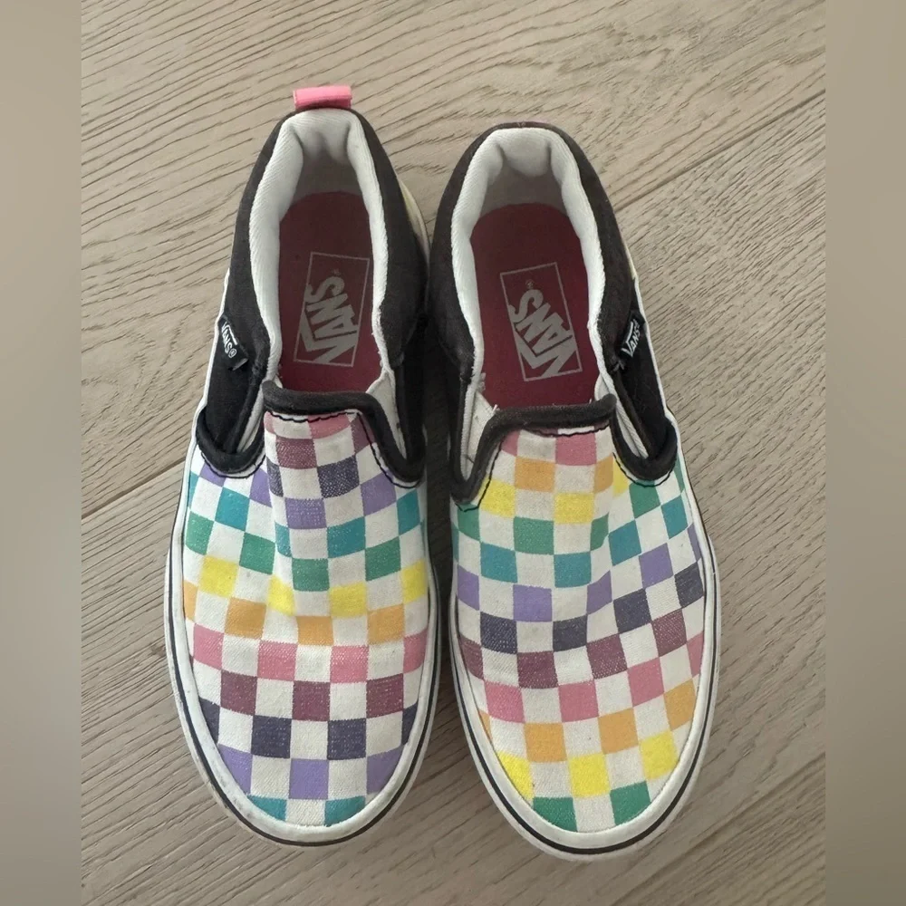 VANS Canvas Multicolor checkered Slip On Unisex Kids' Shoes size 12